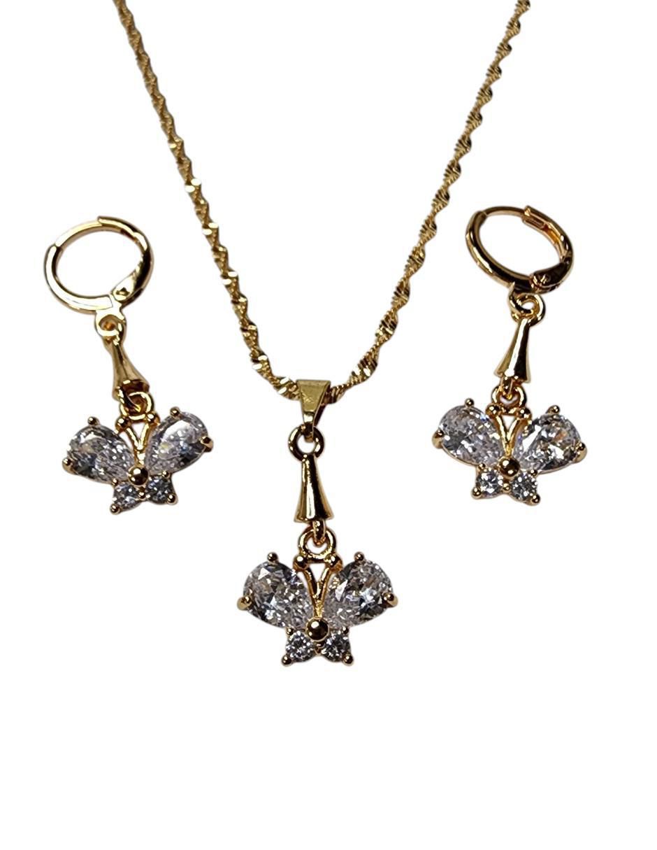 Aretes y collar de mariposa Limerence by Claudia Herrera Insectos zirconia 3