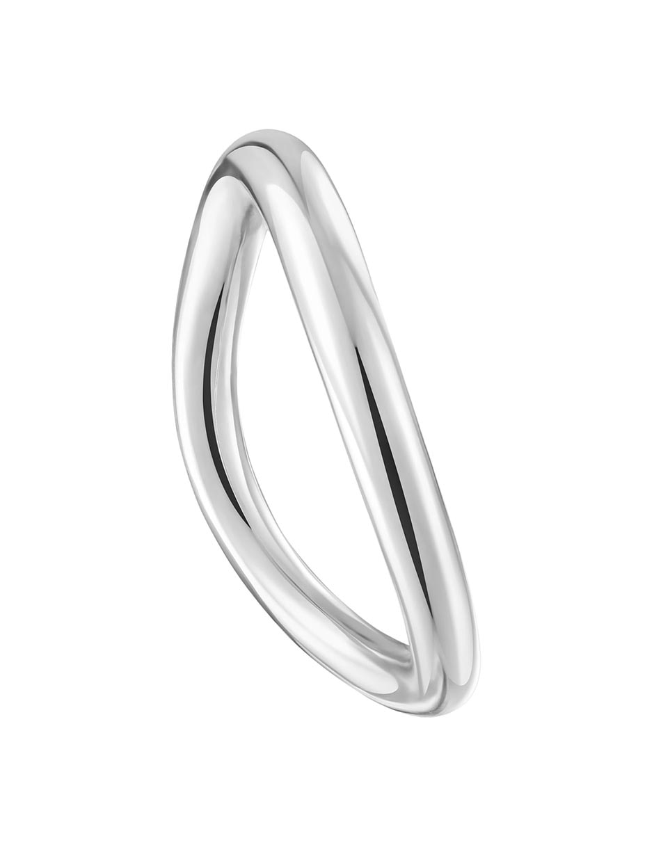 Anillo redondo New Hav 18 k de oro blanco brillante 5