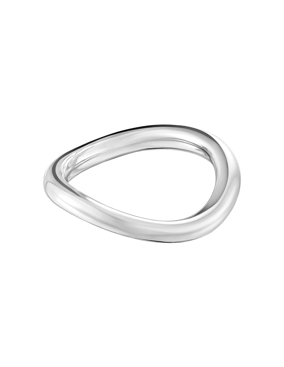 Anillo redondo New Hav 18 k de oro blanco brillante
