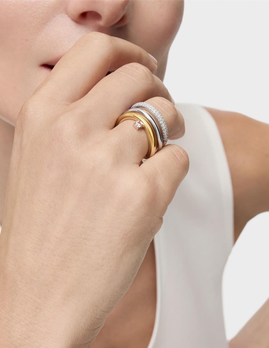 Anillo redondo New Hav 18 k de oro blanco brillante
