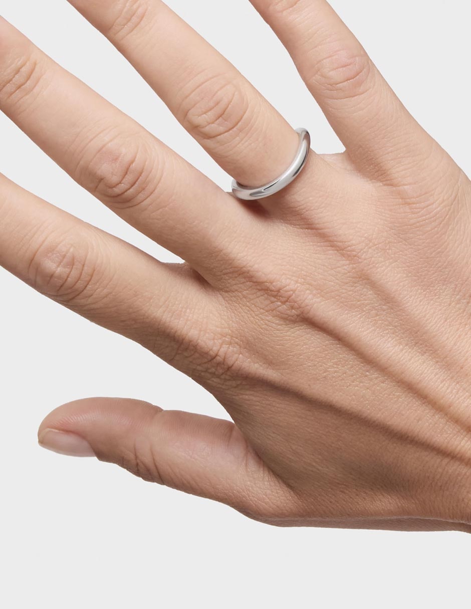 Anillo redondo New Hav 18 k de oro blanco brillante 6
