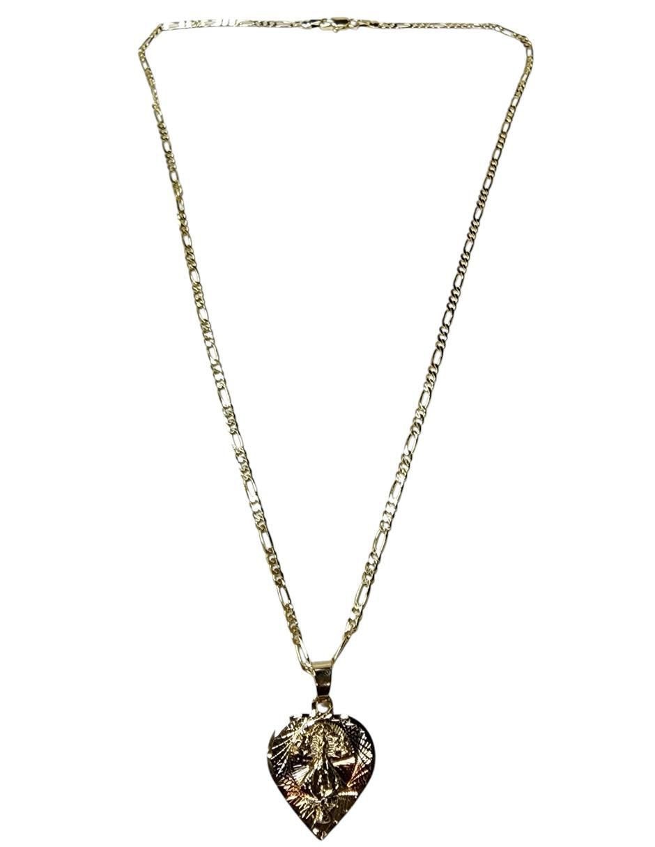 Collar corazón Virgen San Juan De Los Lagos de oro laminado 14 K 2