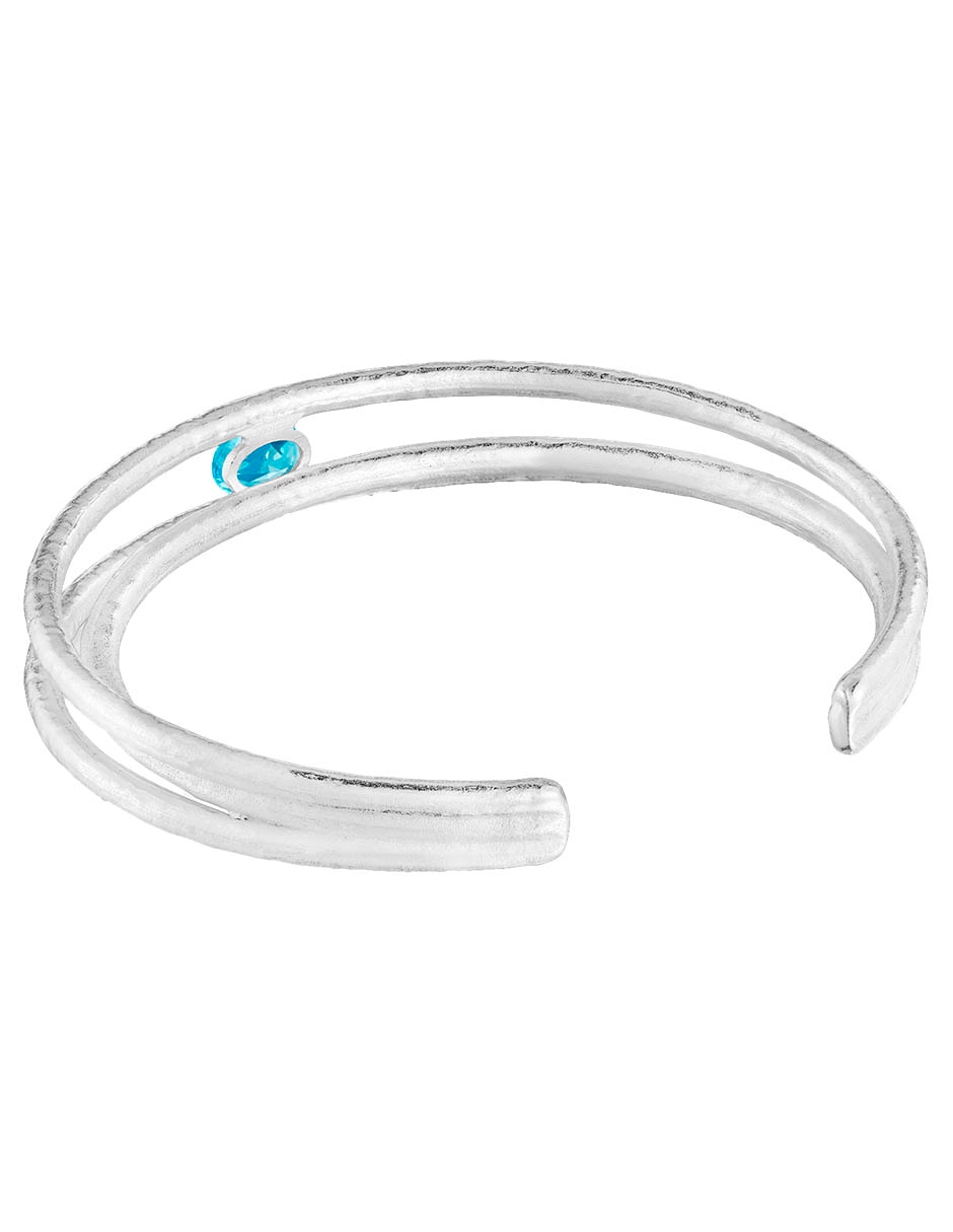 Brazalete de plata con topacio P 950 Duna acabado liso 3