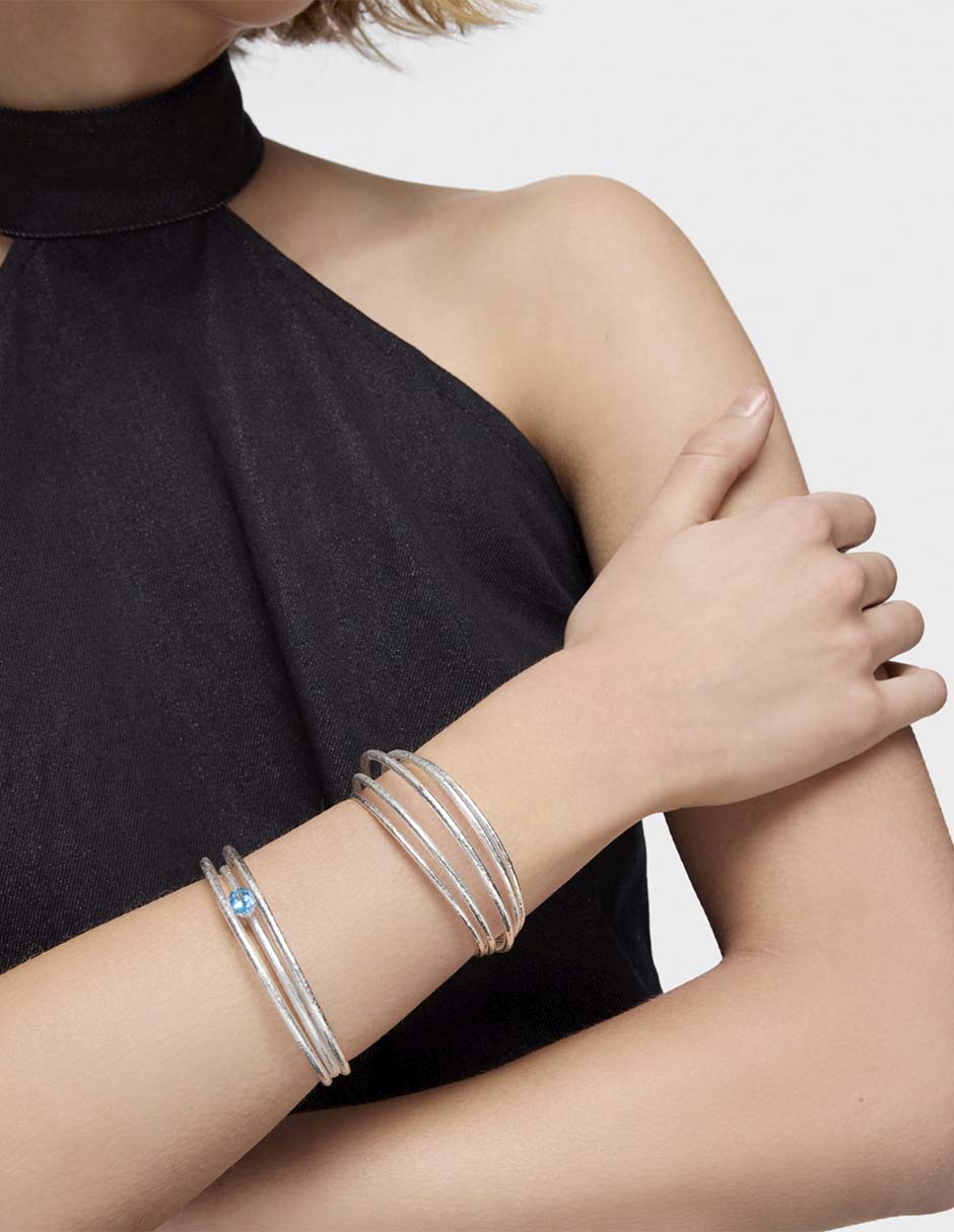 Brazalete de plata con topacio P 950 Duna acabado liso 6