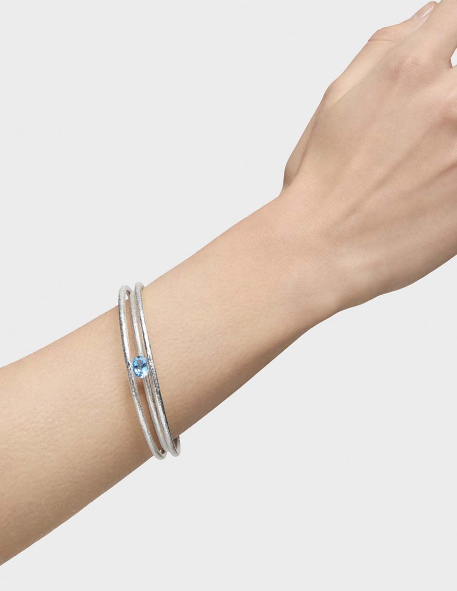 Brazalete de plata con topacio P 950 Duna acabado liso 7