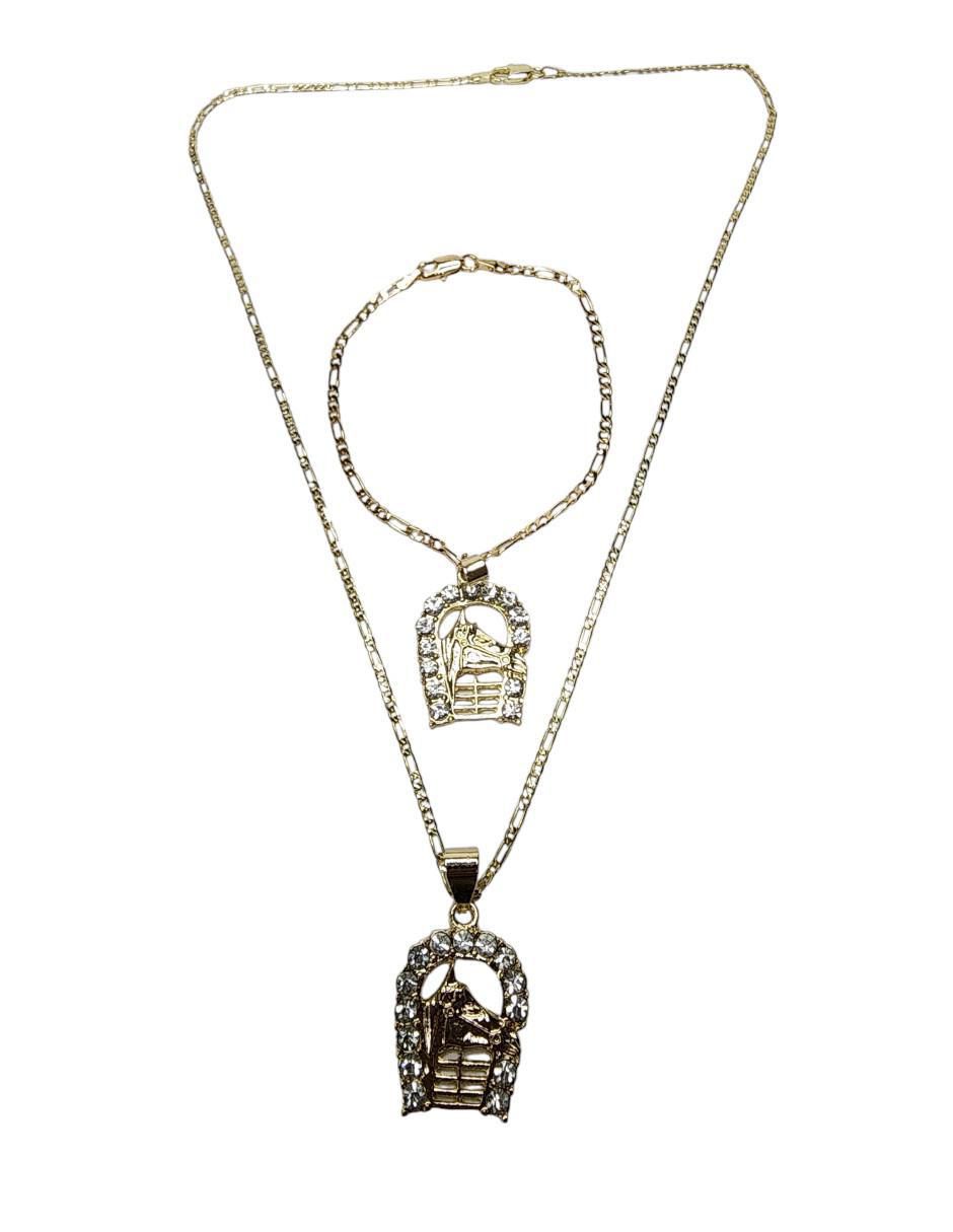 Collar y pulsera de caballo Limerence by Claudia Herrera Equino de oro vermeil 14 k zirconia