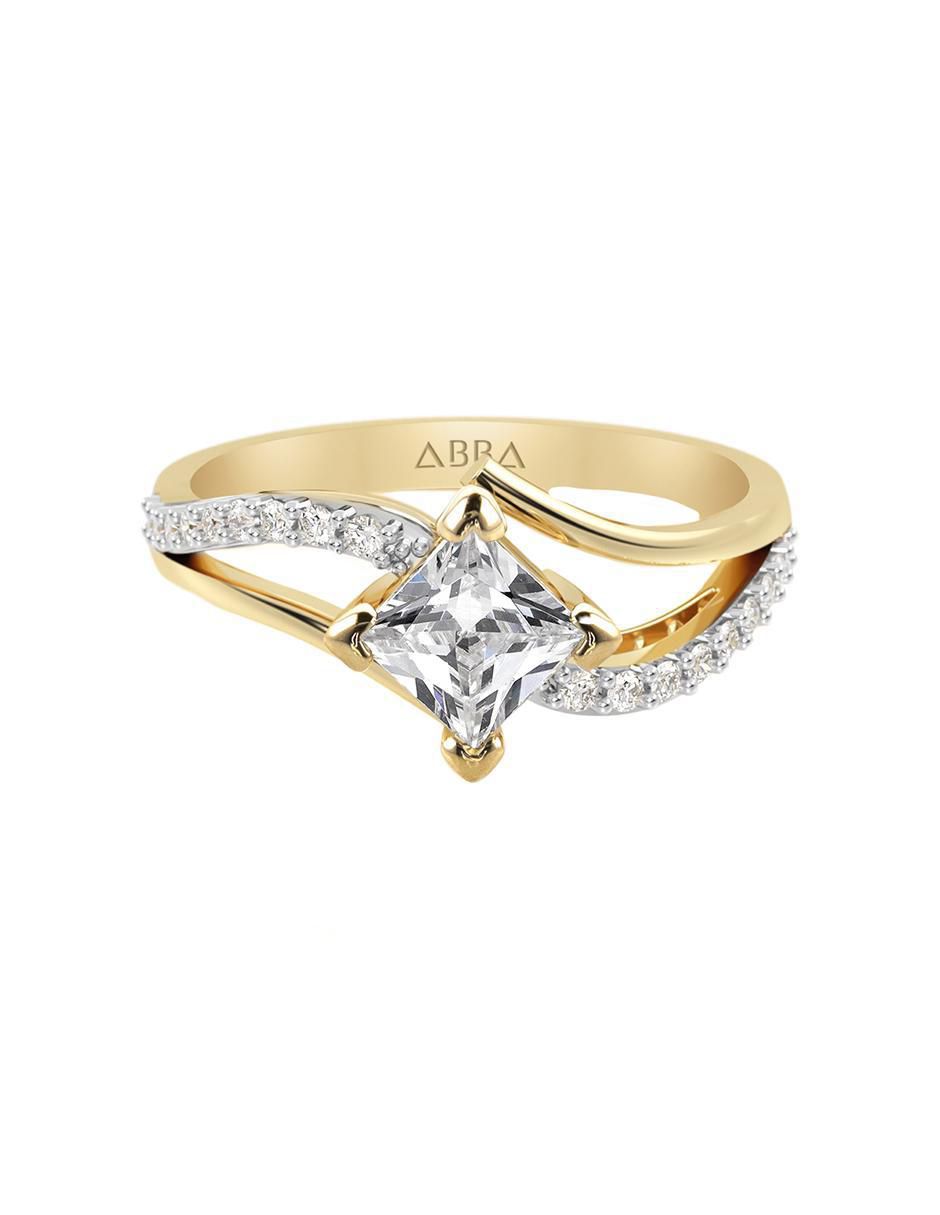 Anillo de compromiso de oro 10 K circonita