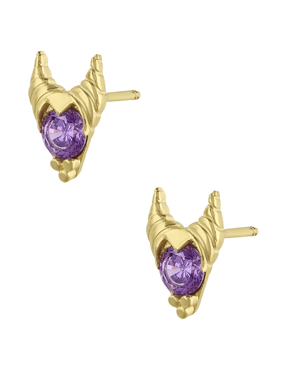 Broqueles Sabelli de oro amarillo 14 K con acabado pavé zirconia