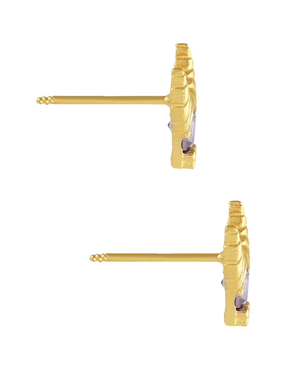 Broqueles Sabelli de oro amarillo 14 K con acabado pavé zirconia
