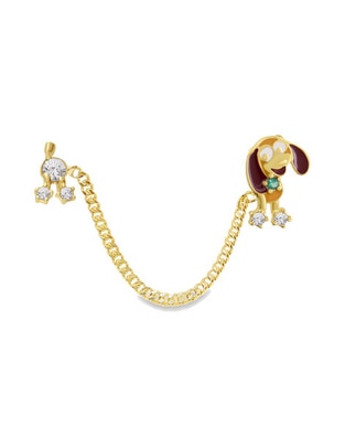 Broqueles de perro Slinky dog Disney Toy Story de oro con acabado esmaltado zirconia 1