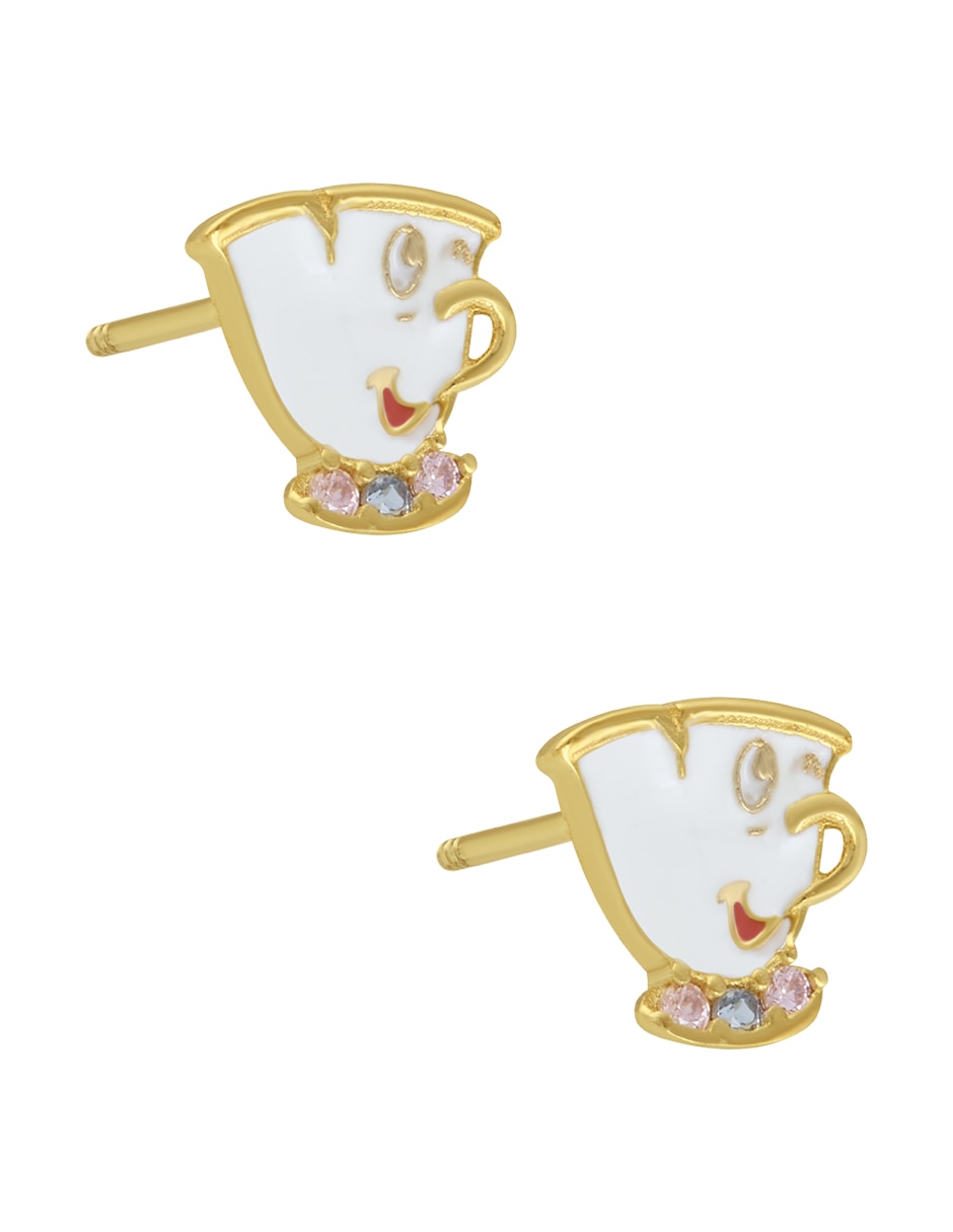 Broqueles redondos Sabelli de oro amarillo 14 K con acabado esmaltado zirconia