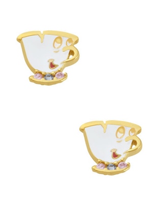 Broqueles redondos Sabelli de oro amarillo 14 K con acabado esmaltado zirconia