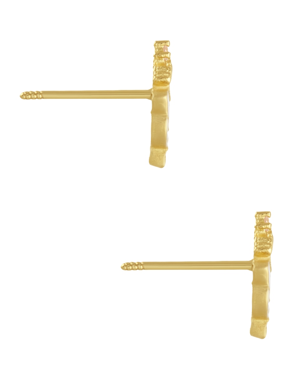Broqueles redondos Sabelli de oro amarillo 14 K con acabado esmaltado zirconia
