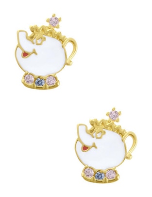 Broqueles redondos Sabelli de oro amarillo 14 K con acabado esmaltado zirconia