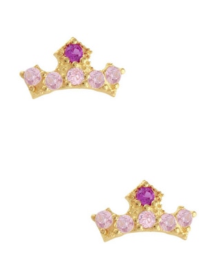 Broqueles de corona Aurora Disney de oro con acabado pavé zirconia 1