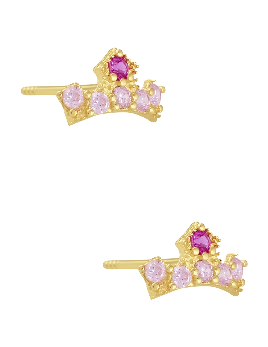 Broqueles de corona Aurora Disney de oro con acabado pavé zirconia 2