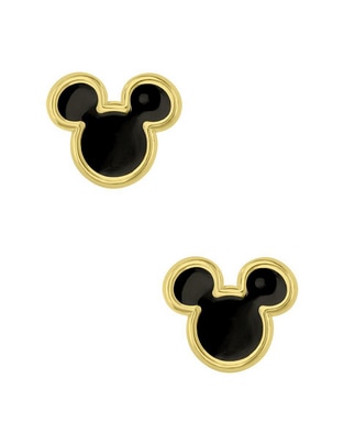Broqueles Mickey Mouse Disney de oro con acabado esmaltado 1