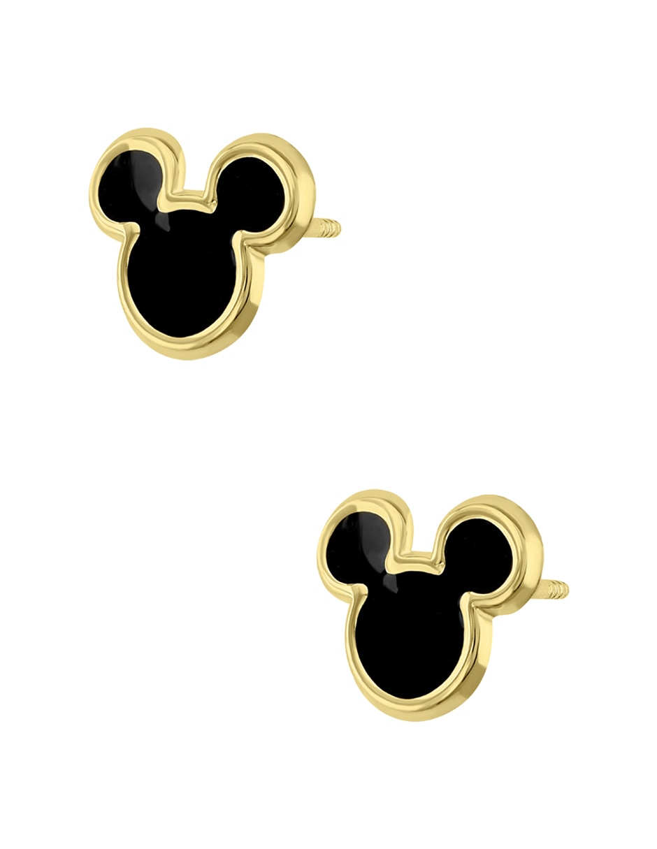 Broqueles Mickey Mouse Disney de oro con acabado esmaltado 2