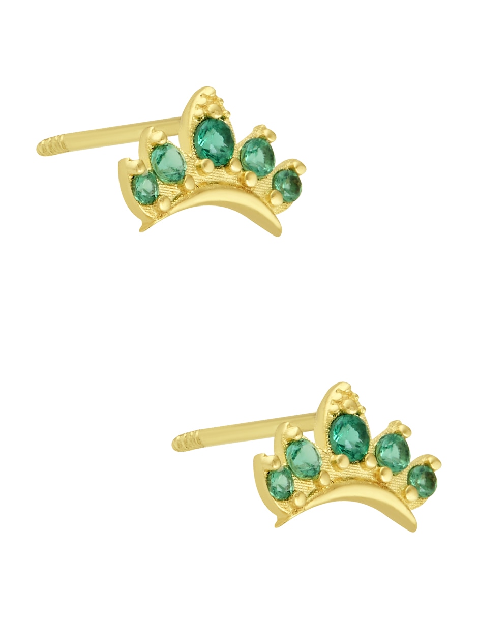 Broqueles de corona Tiana Sabelli de oro amarillo 14 K con acabado pavé zirconia
