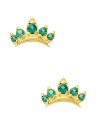 Broqueles de corona Tiana Sabelli de oro amarillo 14 K con acabado pavé zirconia