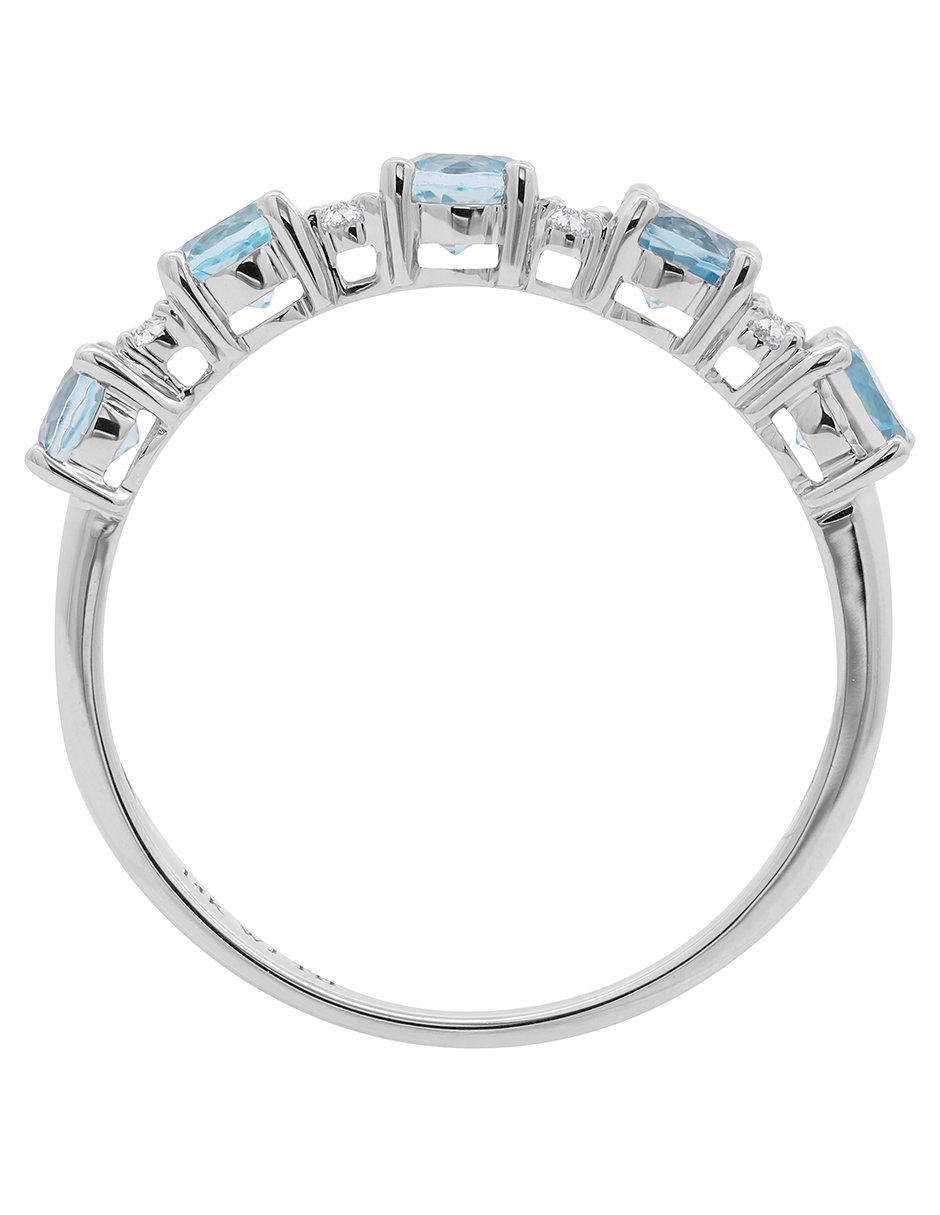 Anillo de oro blanco topacio y diamante brillante 3