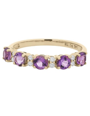 Anillo con gema de oro amatista y diamante brillante 1