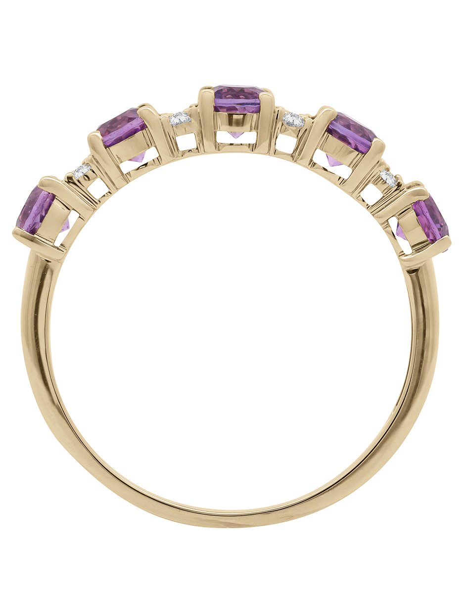Anillo con gema de oro amatista y diamante brillante 3