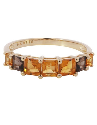 Anillo redondo 14 k de oro citrina brillante