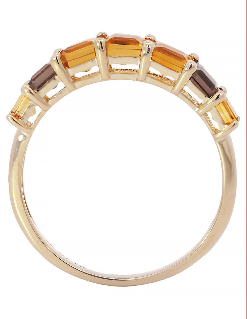 Anillo redondo 14 k de oro citrina brillante
