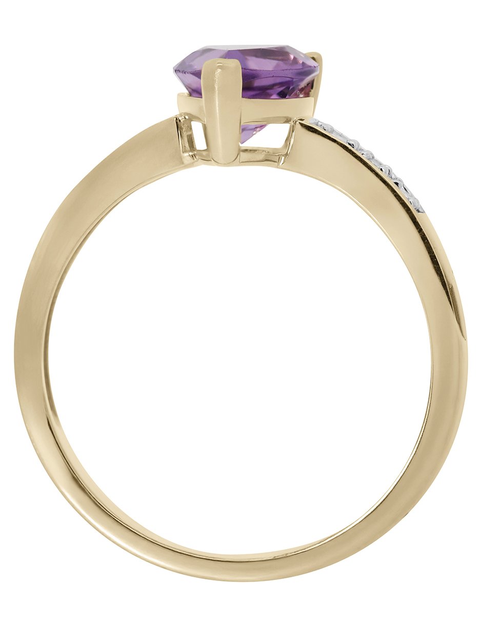 Anillo de gota 14 k de oro amatista y diamante brillante