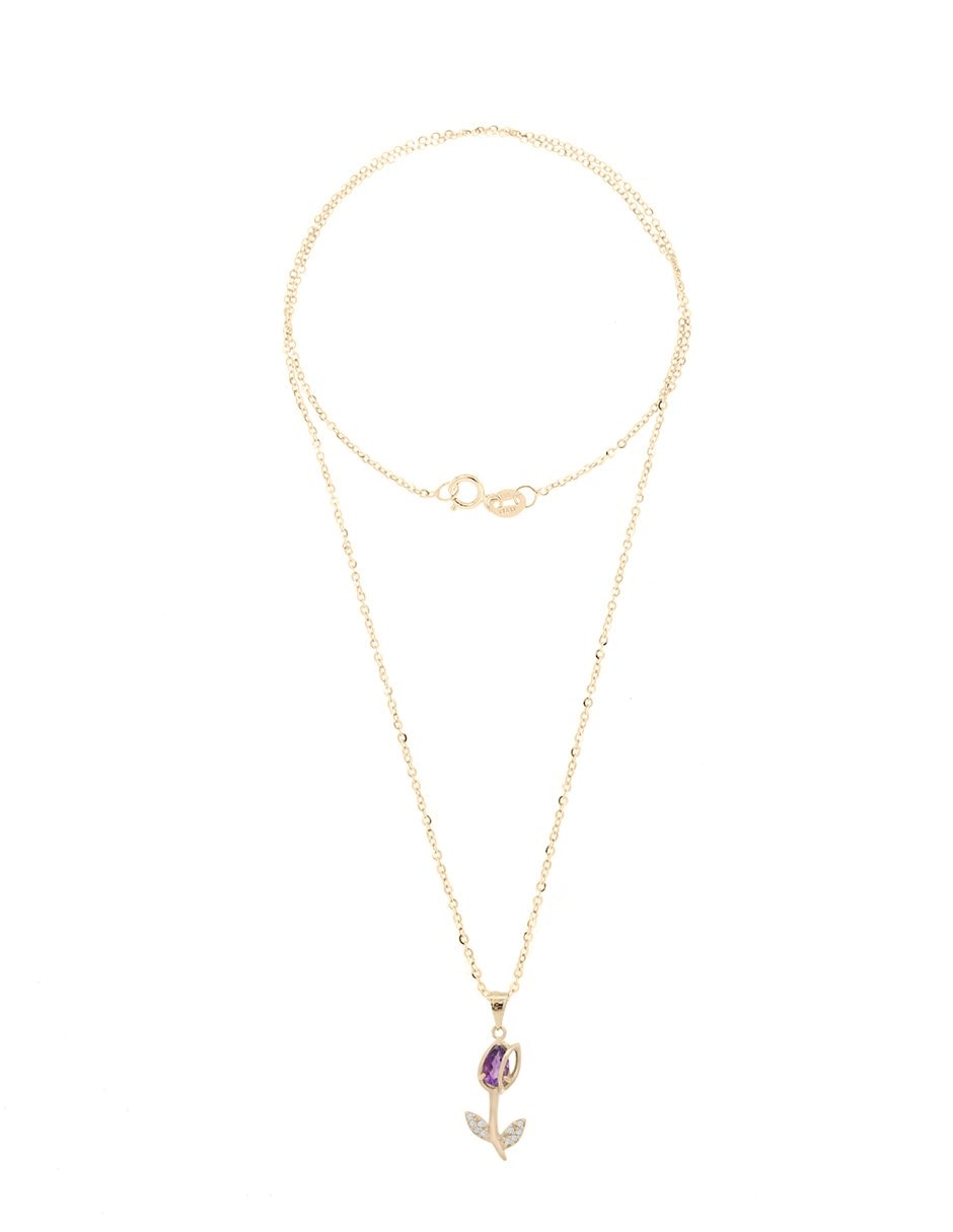 Collar con dije flor de oro 14 K 3