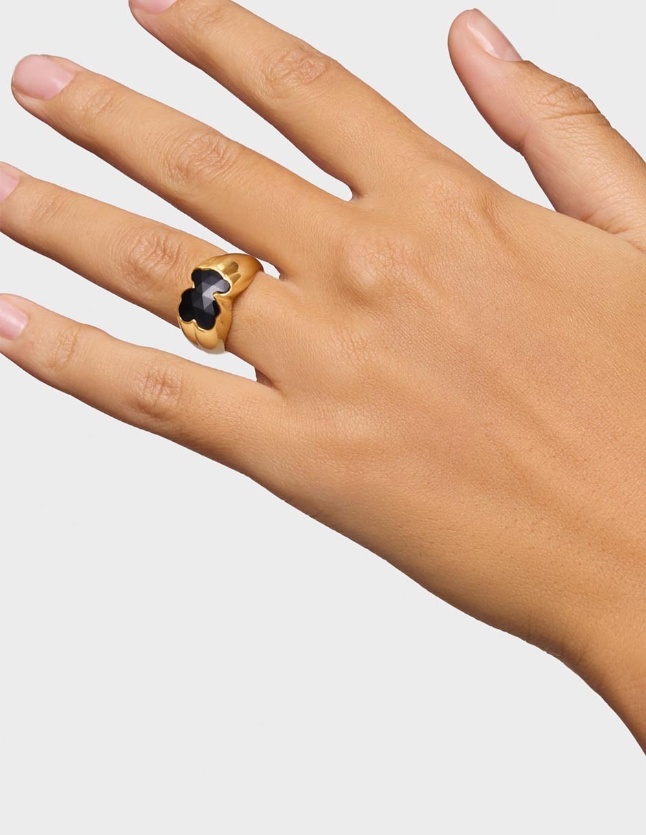 Anillo de oso Icon Color Oso P 925 de plata ónix brillante