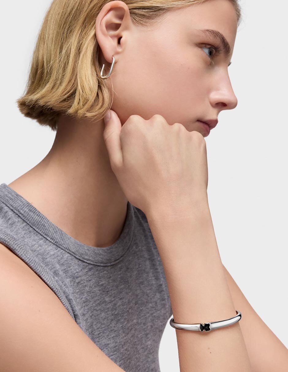 Brazalete de plata con ónix P 925 Icon Color acabado pulido 4