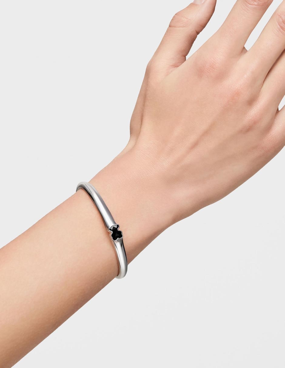 Brazalete de plata con ónix P 925 Icon Color acabado pulido 6
