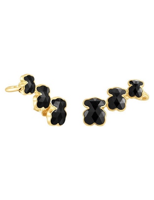 Aretes de oso Icon Color de plata P 925 con acabado brillante ónix