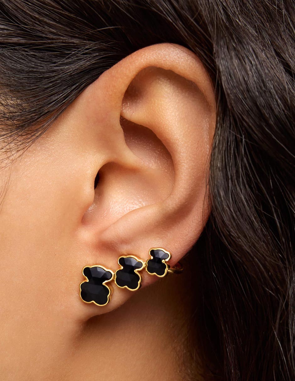 Aretes de oso Icon Color de plata P 925 con acabado brillante ónix 6