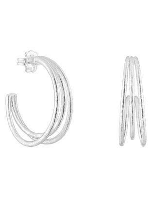 Aretes de aro de plata P 925 con acabado brillante