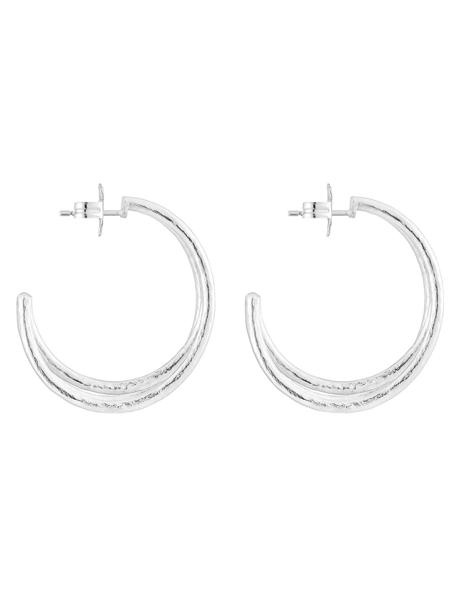 Aretes de aro de plata P 925 con acabado brillante 2