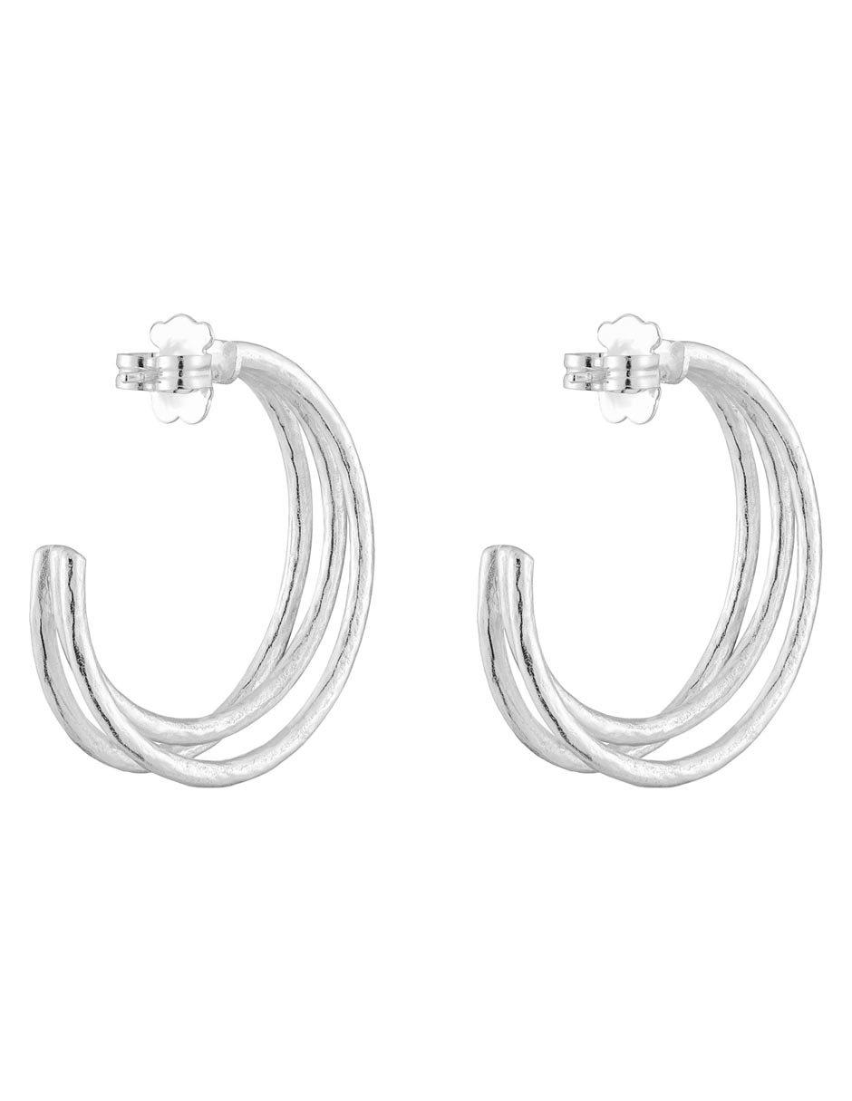 Aretes de aro de plata P 925 con acabado brillante 3