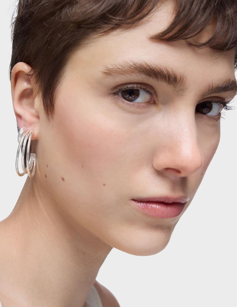 Aretes de aro de plata P 925 con acabado brillante 4