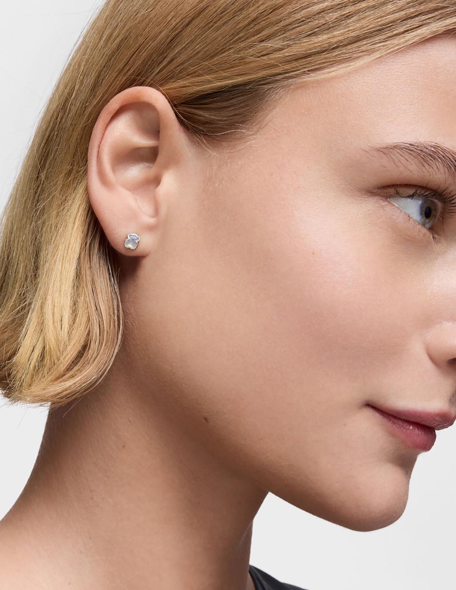 Aretes de oso Icon Color de plata P 925 con acabado brillante nácar 5