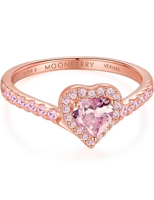 Anillo de corazón Eternity Moments de plata vermeil P 925 zirconia cúbica con acabado baño de oro rosa Anillo de corazón Eternity Moments de plata vermeil P 925 zirconia cúbica con acabado baño de oro rosa