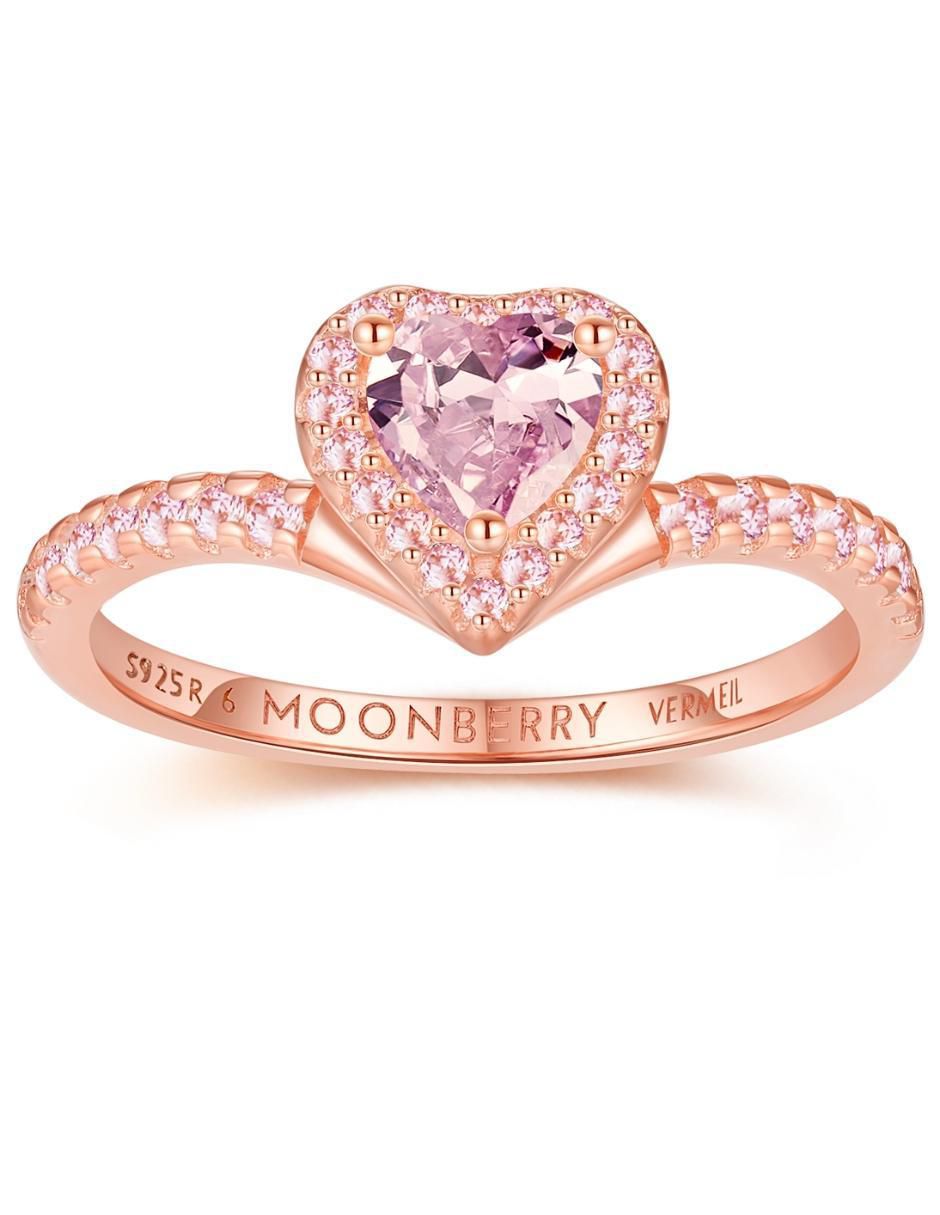 Anillo de corazón Eternity Moments de plata vermeil P 925 zirconia cúbica con acabado baño de oro rosa 8