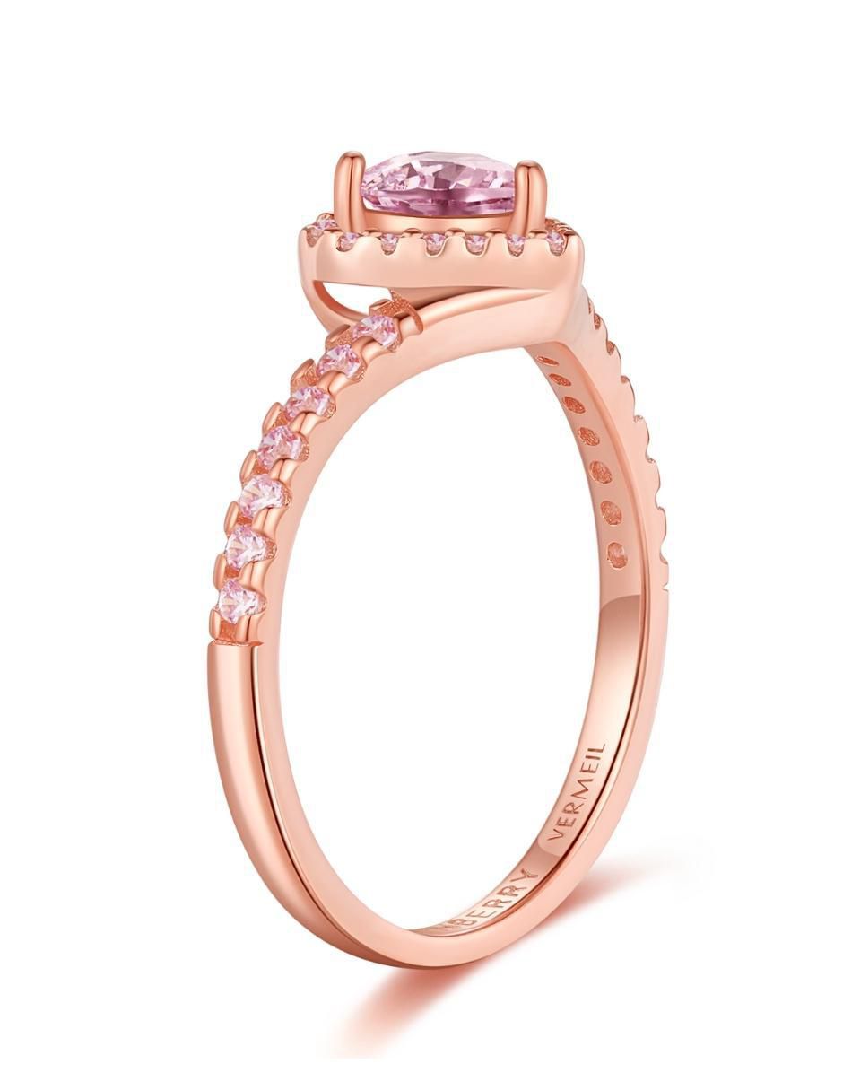 Anillo de corazón Eternity Moments de plata vermeil P 925 zirconia cúbica con acabado baño de oro rosa