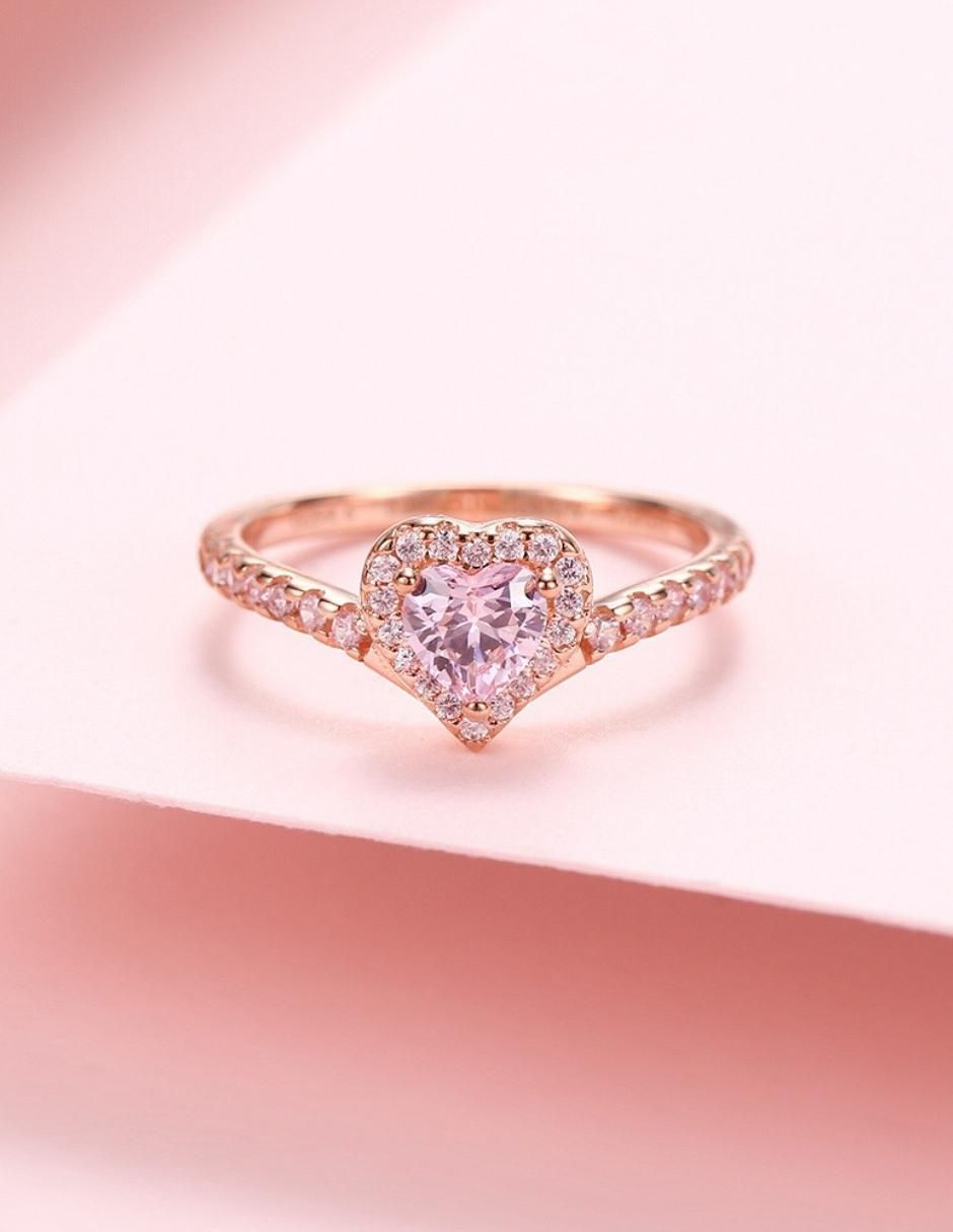 Anillo de corazón Eternity Moments de plata vermeil P 925 zirconia cúbica con acabado baño de oro rosa 14