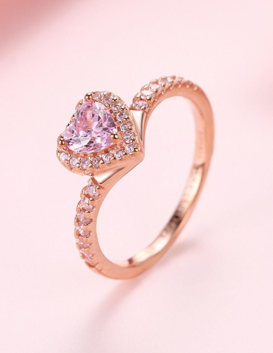 Anillo de corazón Eternity Moments de plata vermeil P 925 zirconia cúbica con acabado baño de oro rosa