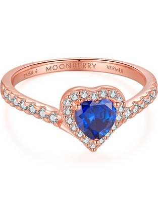 Anillo de corazón Eternity Moments de plata vermeil P 925 zirconia cúbica con acabado baño de oro rosa