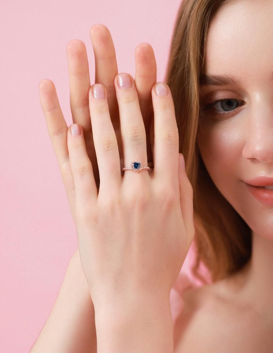 Anillo de corazón Eternity Moments de plata vermeil P 925 zirconia cúbica con acabado baño de oro rosa 6