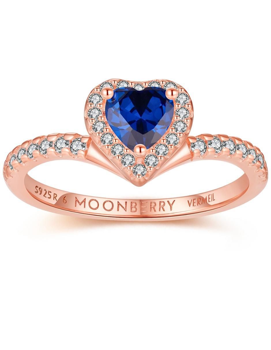 Anillo de corazón Eternity Moments de plata vermeil P 925 zirconia cúbica con acabado baño de oro rosa 8