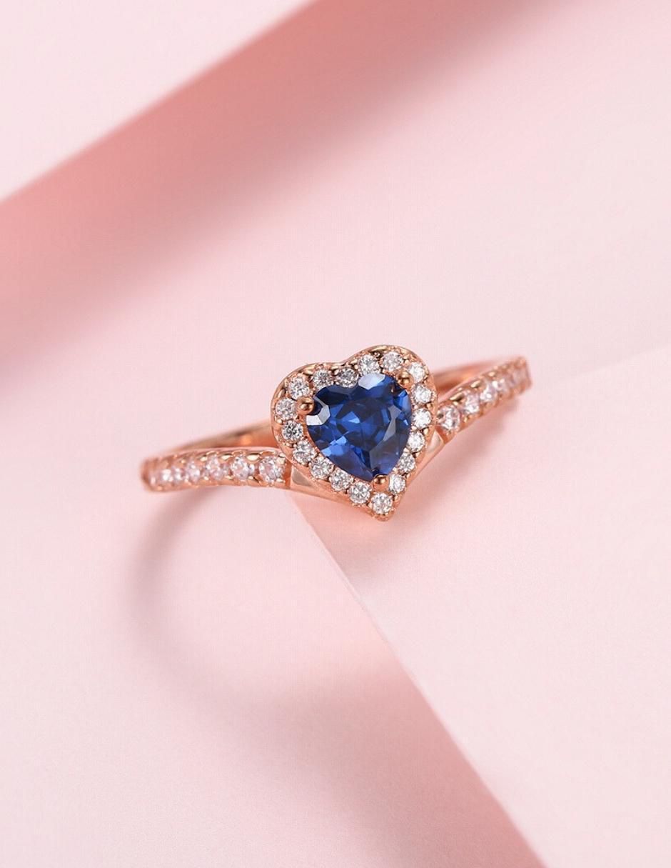 Anillo de corazón Eternity Moments de plata vermeil P 925 zirconia cúbica con acabado baño de oro rosa 13